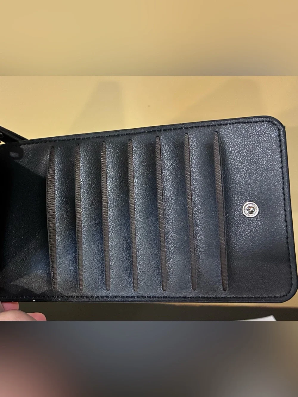 PIDENGBAO Wallet Fold With Snap Zip Pocket Card Slots Black